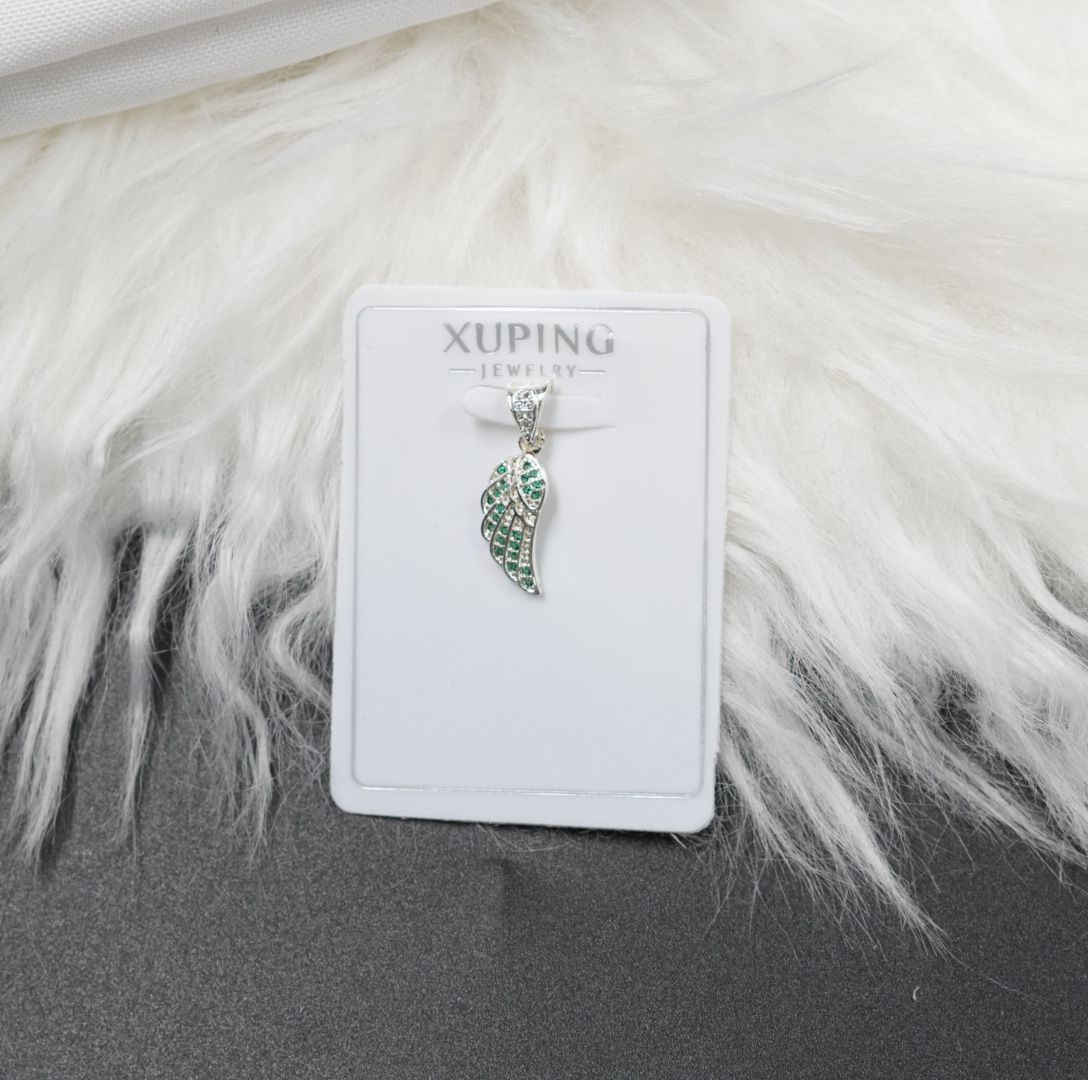 Miniatura 1 de DIJE ALAS PLATEADO PIEDRAS VERDES